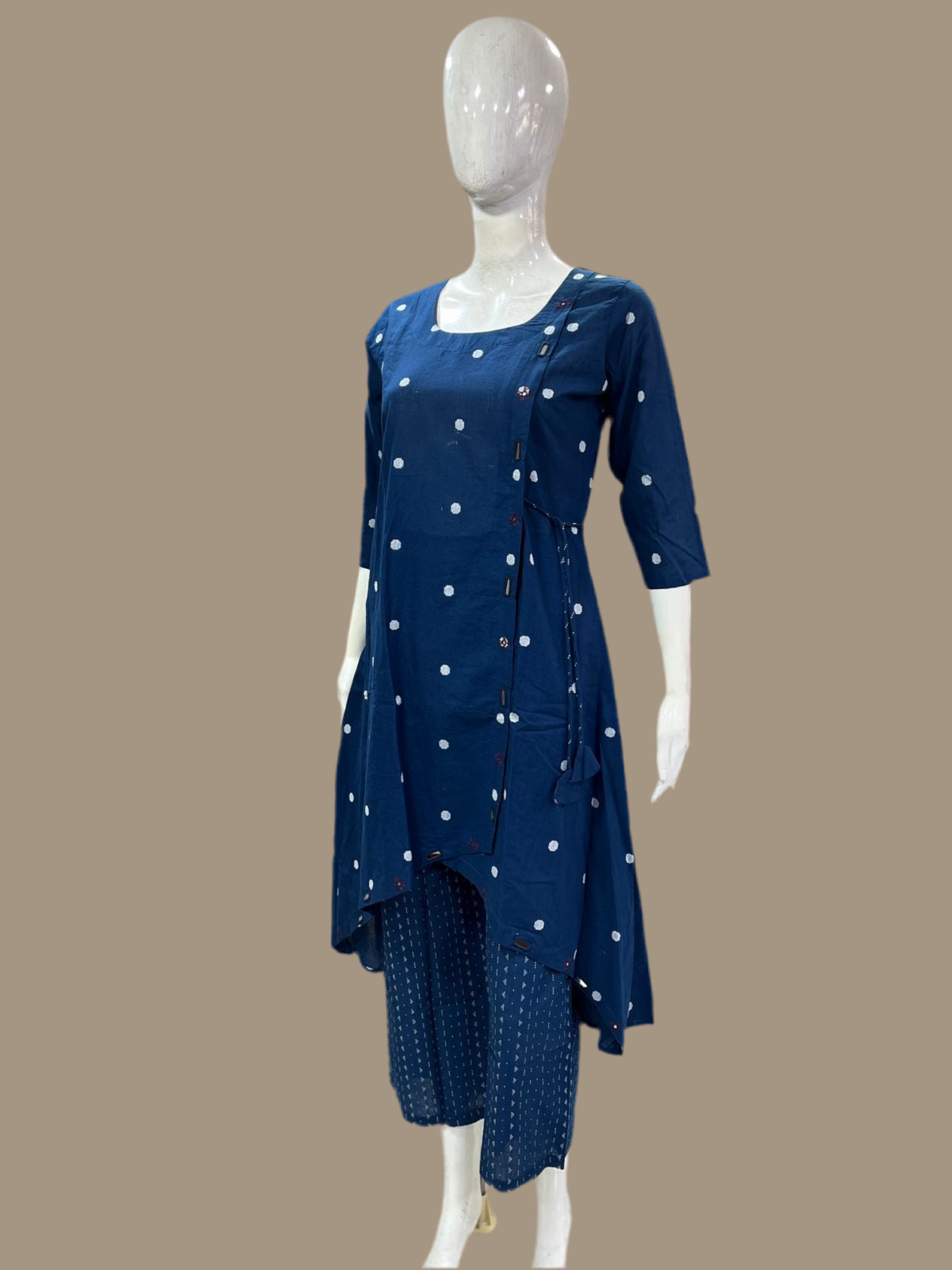 Indigo Elegance Jamdani Angarkha Kurti Set