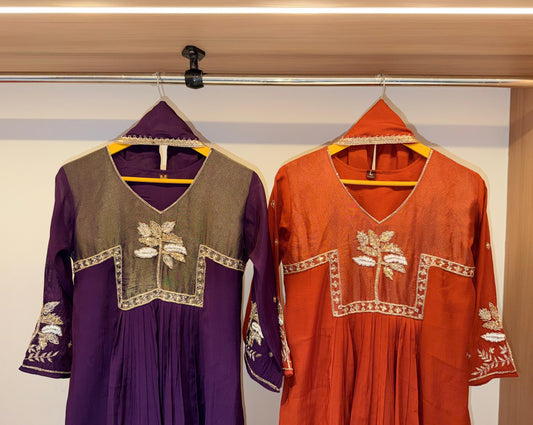 Preorder Only Regal Mul Chanderi Tissue-Yoke Ensemble