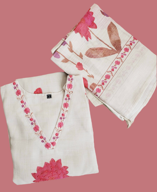 Blossom White Kurti Set