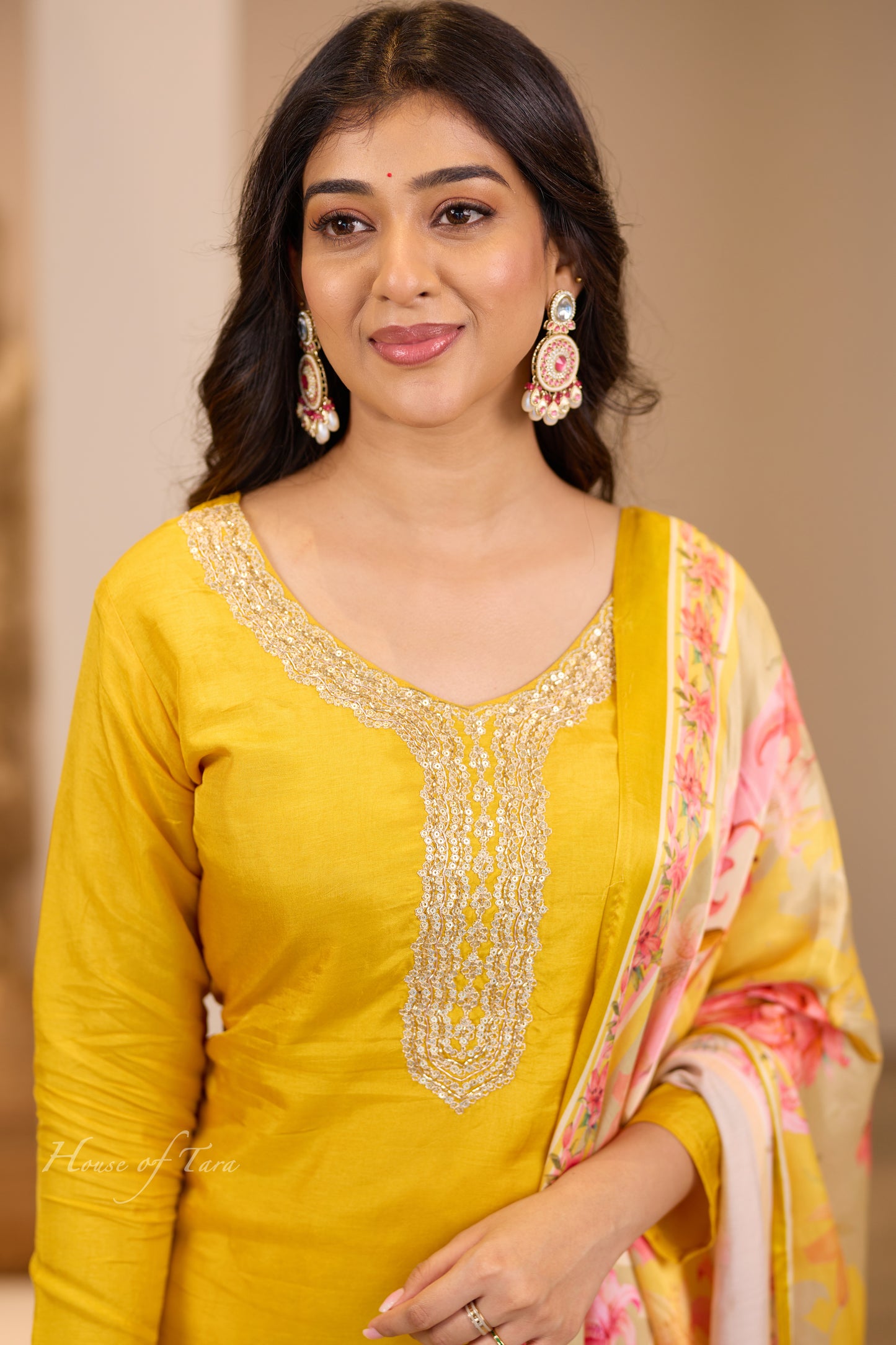Radiant Yellow Embroidered Kurti Set for Festive Elegance
