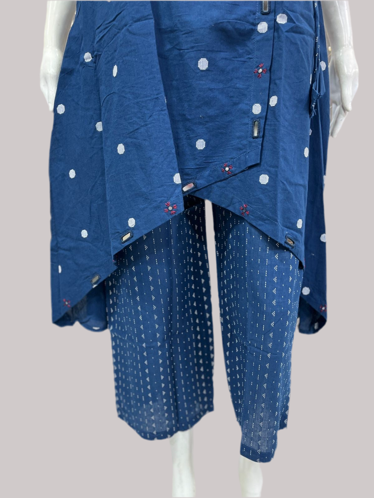 Indigo Elegance Jamdani Angarkha Kurti Set
