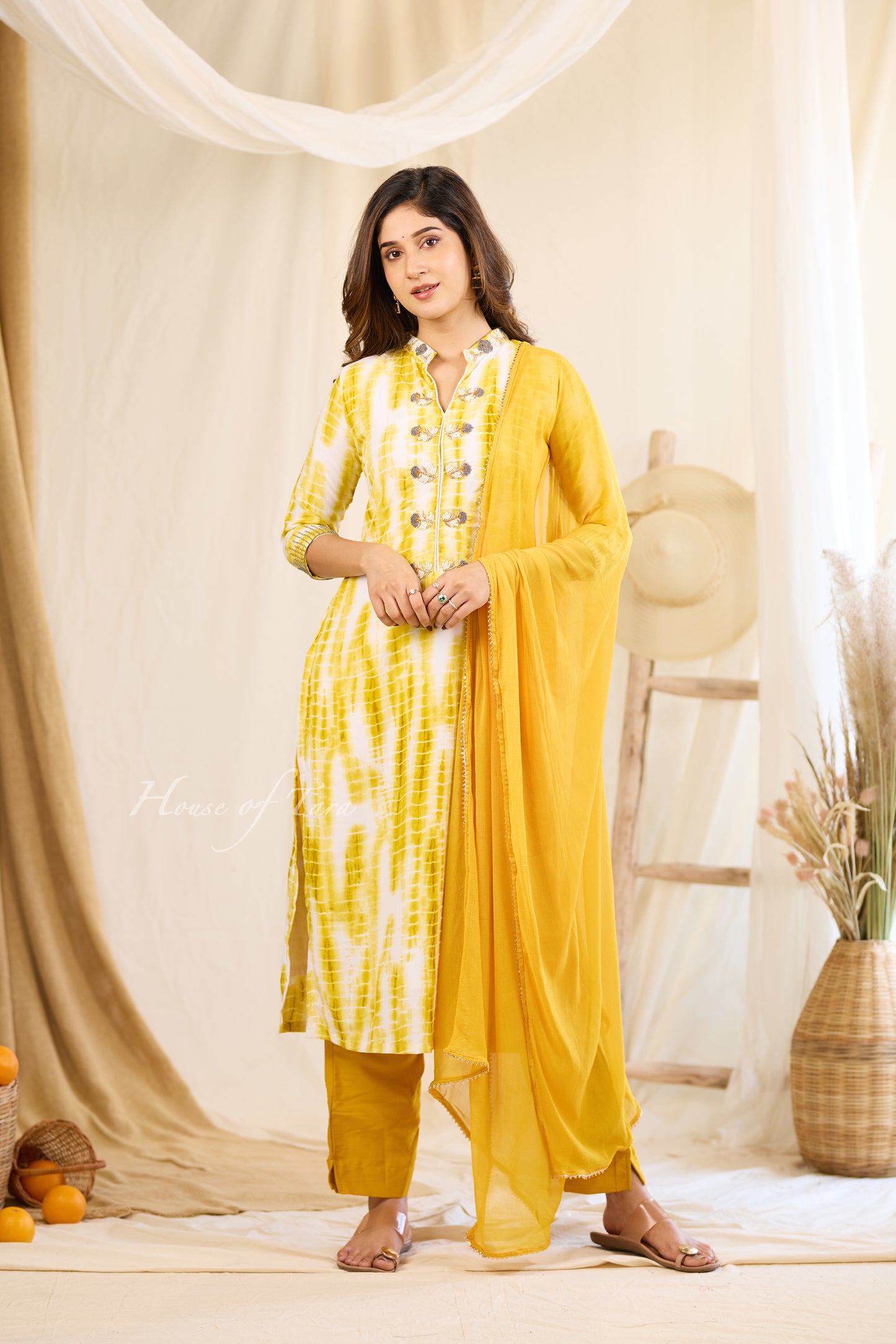 Sunny Radiance: Yellow Silk Kurti Set with Exquisite Hand-Embroidered Detailing