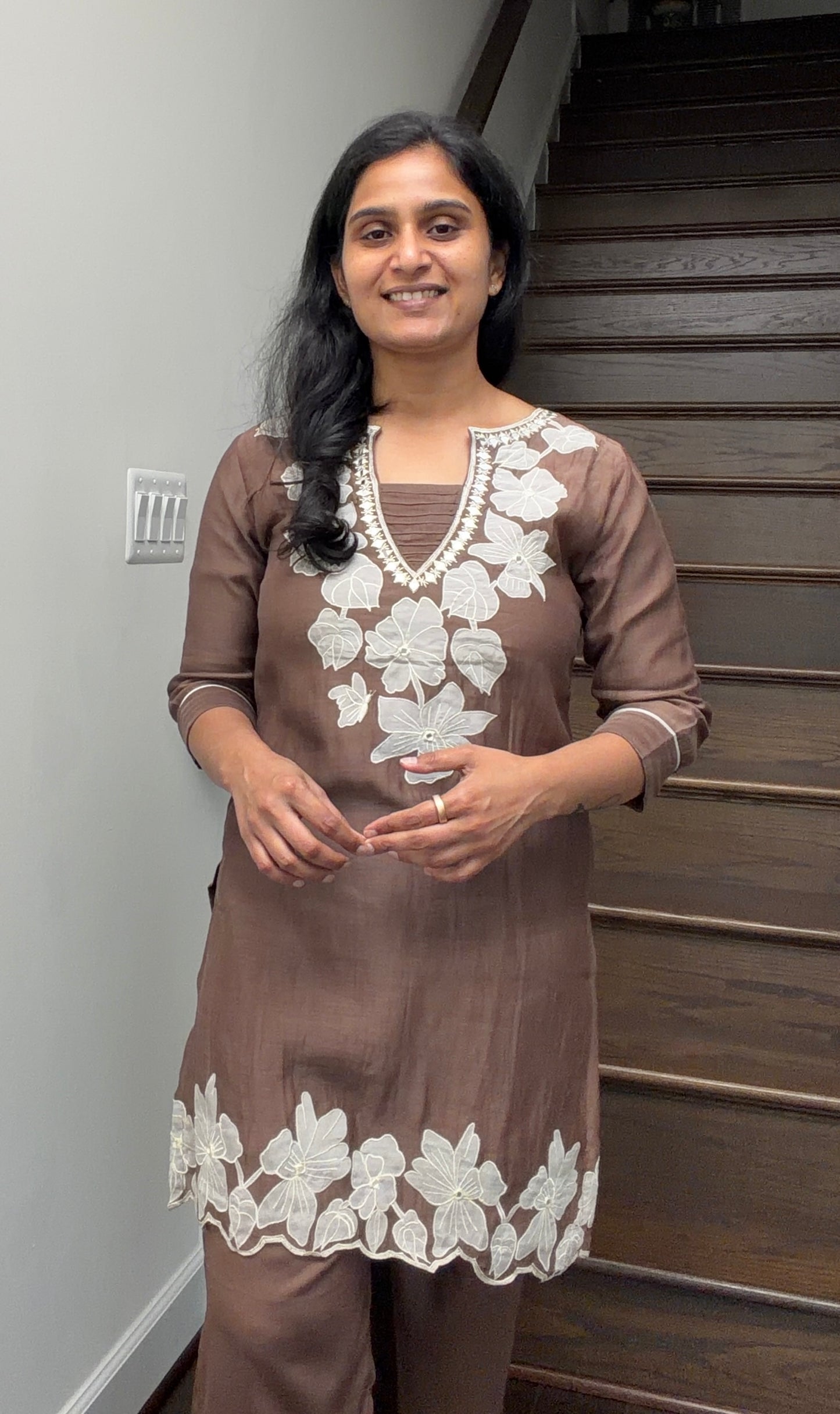 Mul Chanderi V-Neck Cord Set