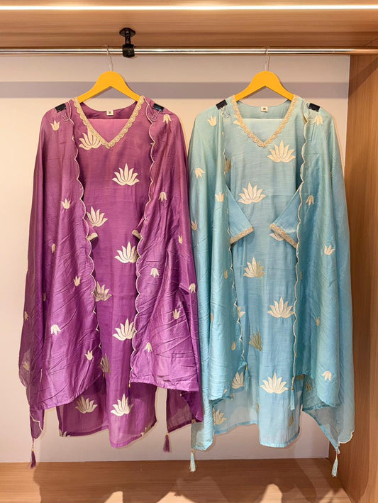 Preorder Only Mulchanderi lotus 3-Piece Set