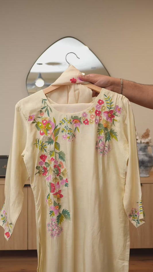 Ethereal White Mulchanderi Embroidered Dress