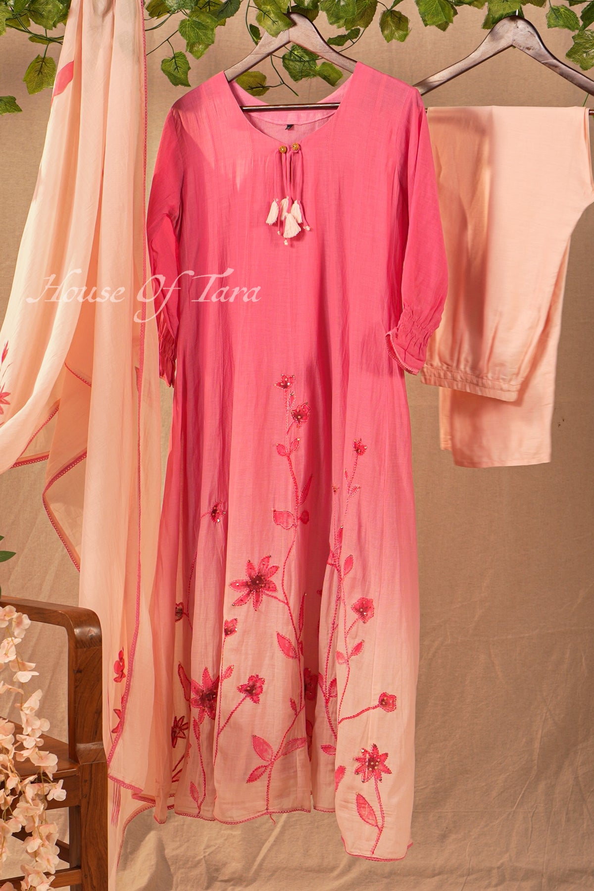 Ombree shaded Mulchanderi kurti set