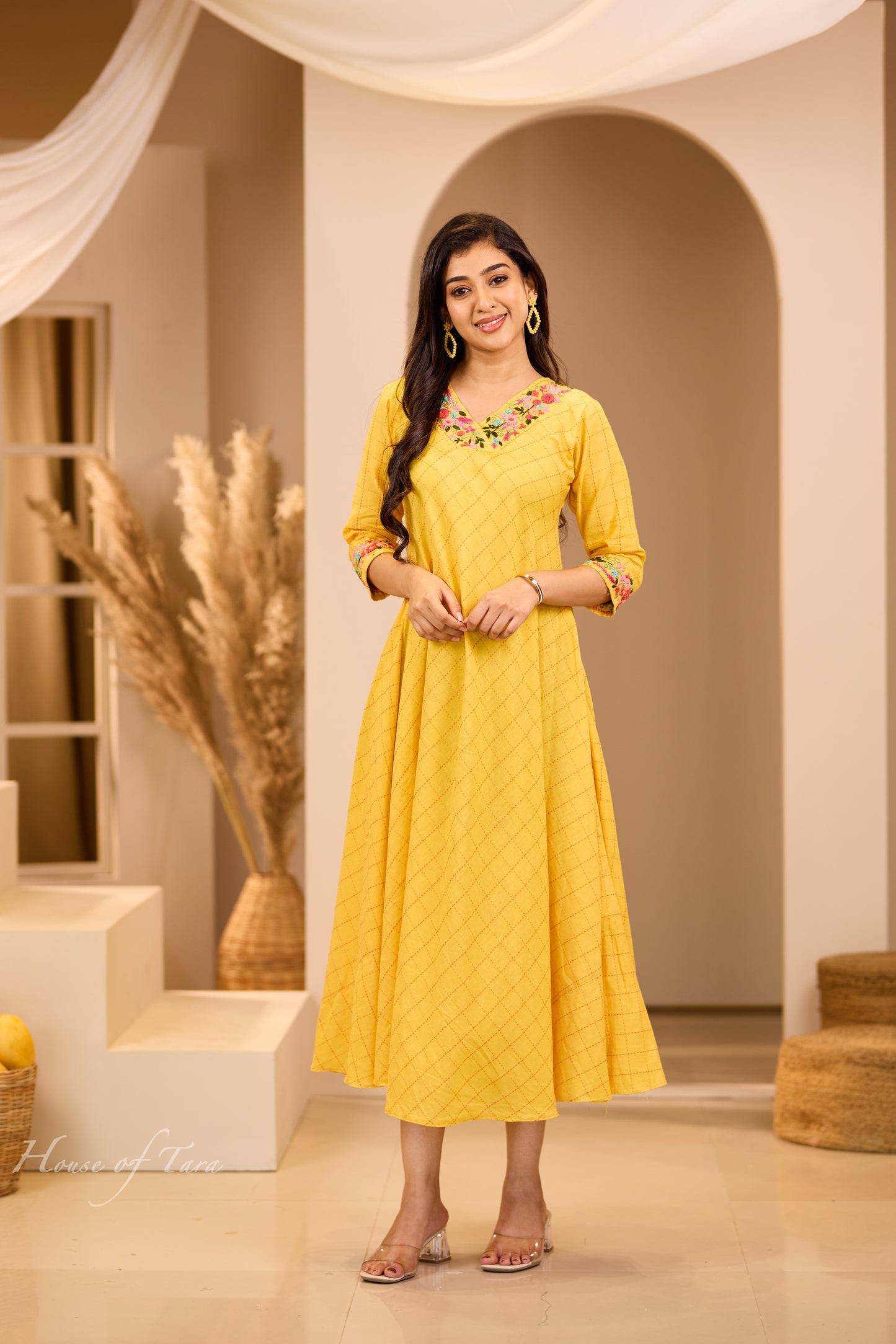 Yellow Handloom Cotton Frock