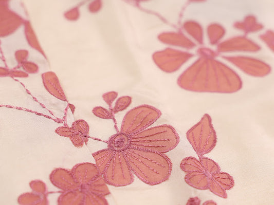 Cream Blossom Embroidered Kurti
