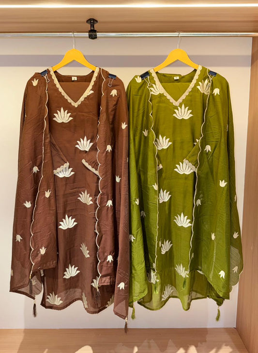 Preorder Only Mulchanderi lotus 3-Piece Set