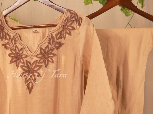 Beige Floral Printed Kurti 🌸