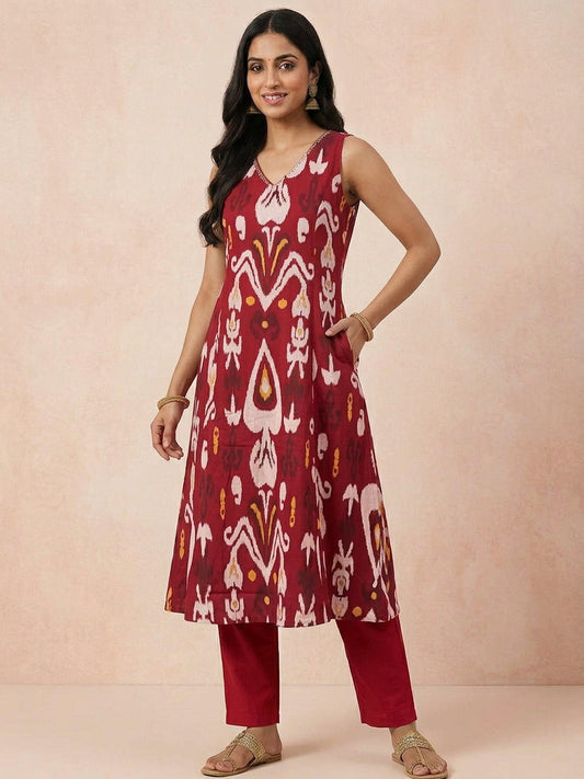 Vibrant Crimson Ikat