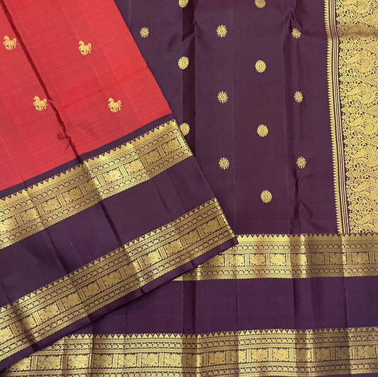 Tamarind Seed Color Kanchi Saree