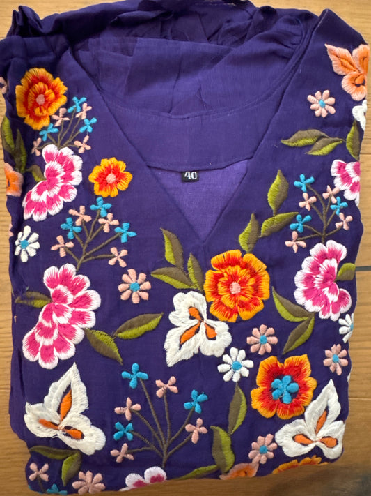 Violet Bloom Mulchanderi Frock