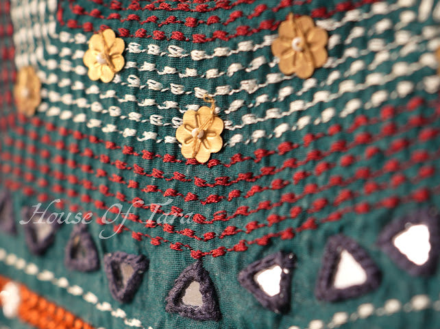 Teal Mirror-Work Embroidered Kurti