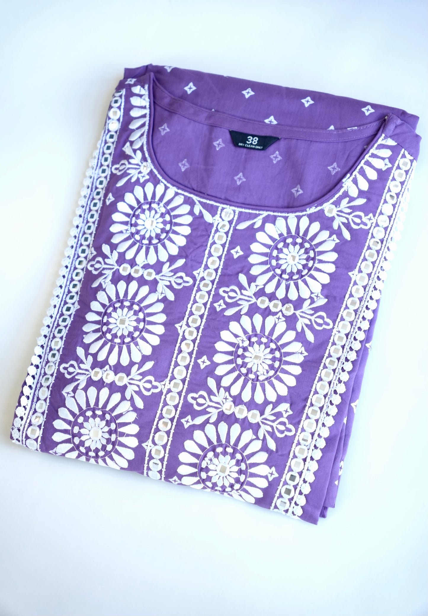 Radiant Purple Mirror Work Kurti Set