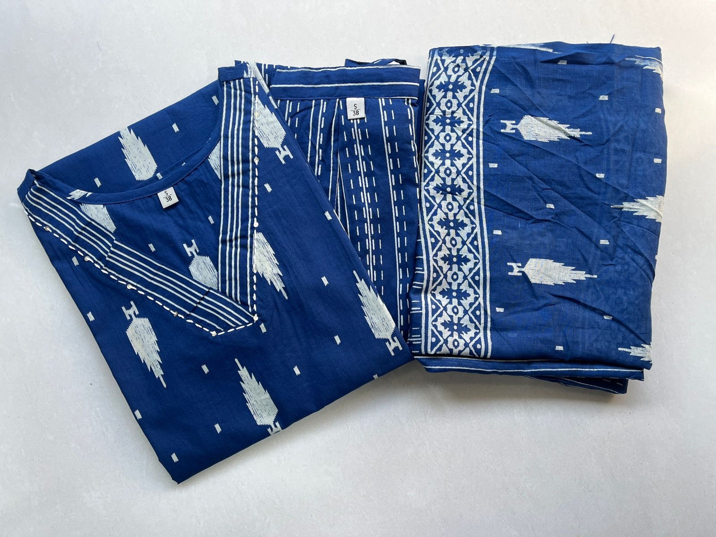 Vibrant Cotton Kurti Set in Blue