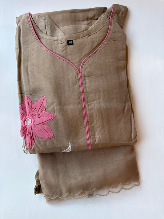 Elegant Beige Floral Kurti