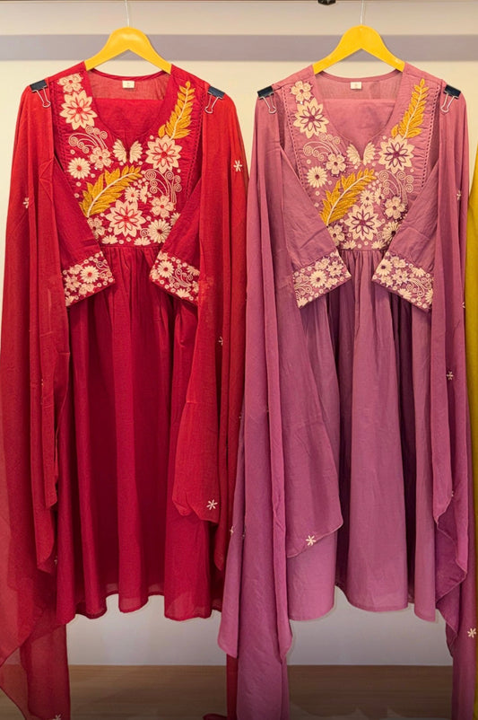 Cotton Aline three piece kurti set with pockets