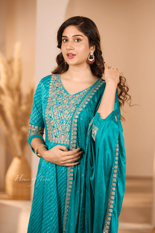 Blue Elegant Silk Anarkali for Festive Elegance