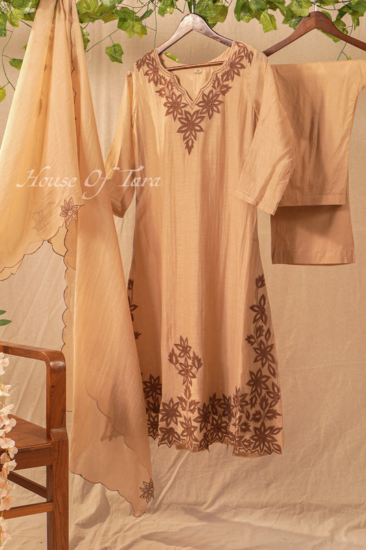 Beige Floral Printed Kurti 🌸