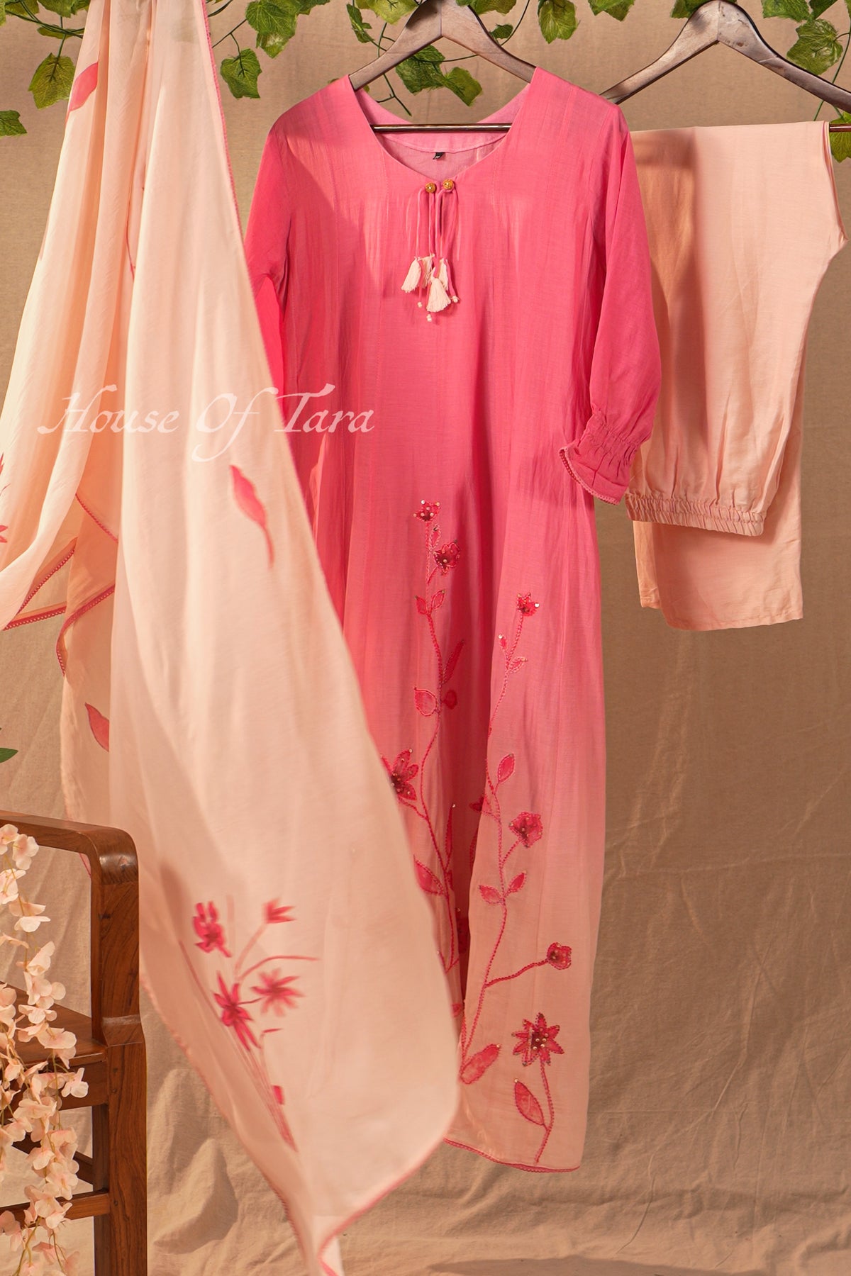 Ombree shaded Mulchanderi kurti set