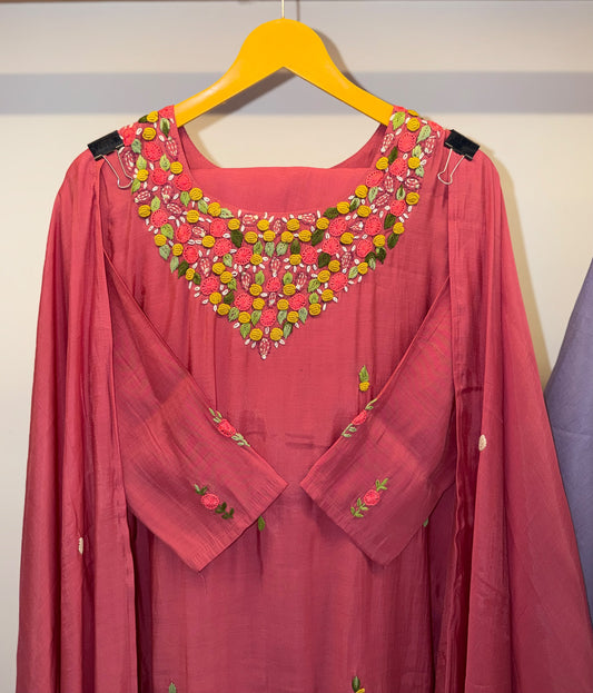 Rosewood Floral Embroidered Kurti