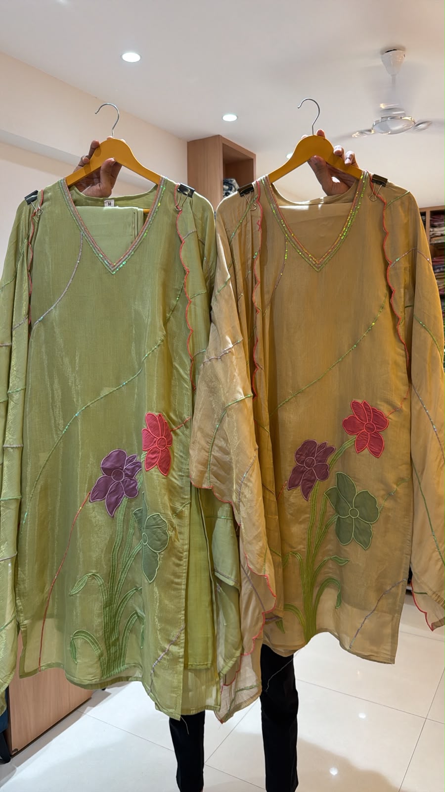 Traditional sage green  Embroidered Kurta