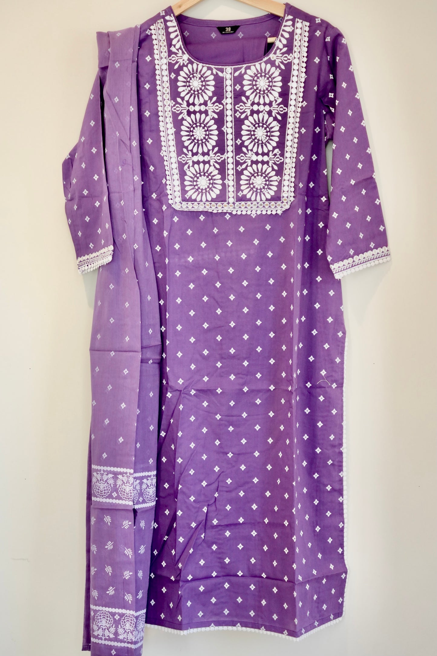 Radiant Purple Mirror Work Kurti Set