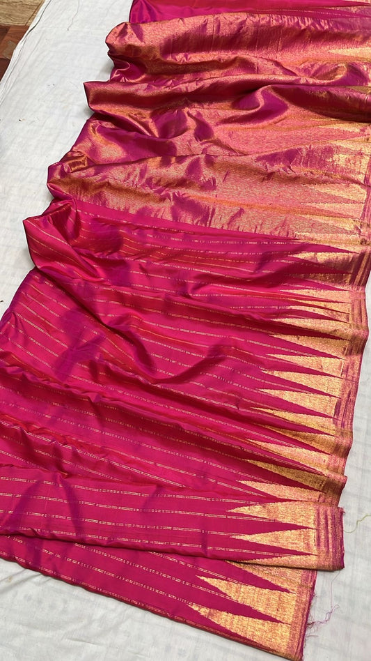 Handloom Temple Boarder Gadwal Saree with Blouse