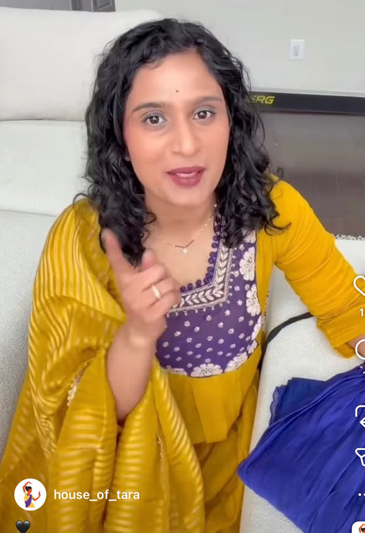 Royal Purple Mustard Embroidered Kurti