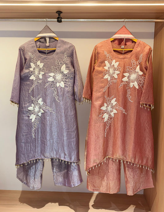 Preorder Only crush handwork with plazzo kurtiset