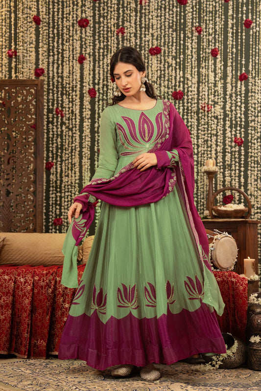 Preorder Festive ready lotus Anarkali set