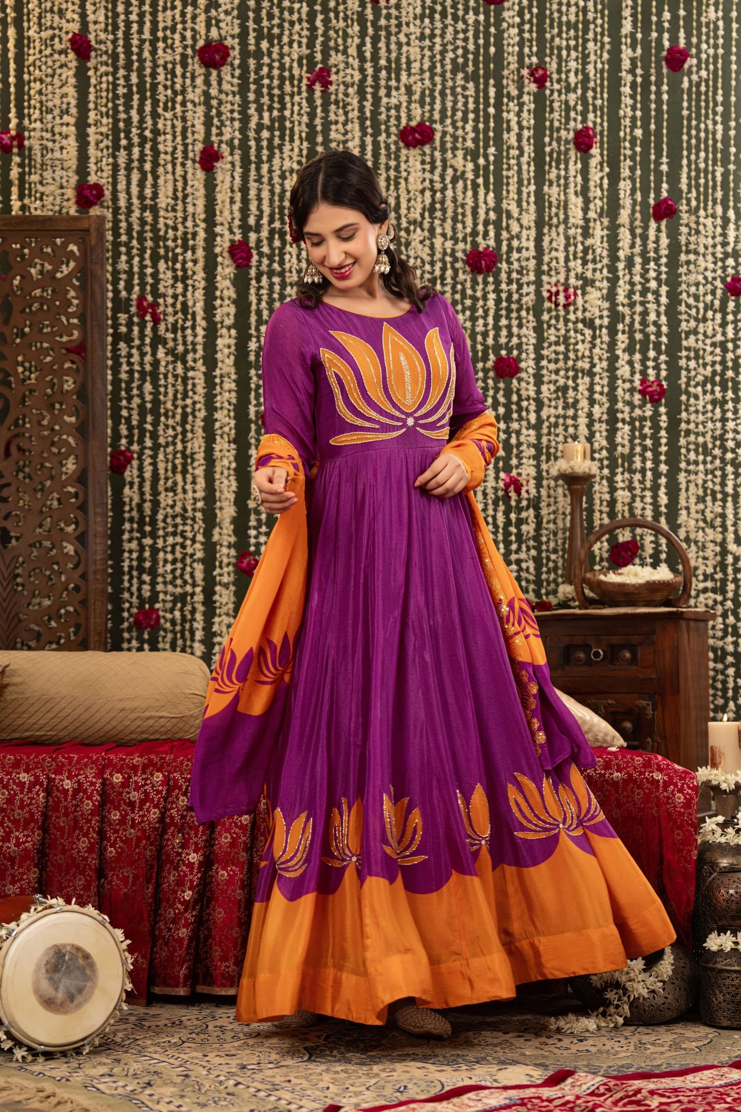 Festive ready lotus Anarkali set