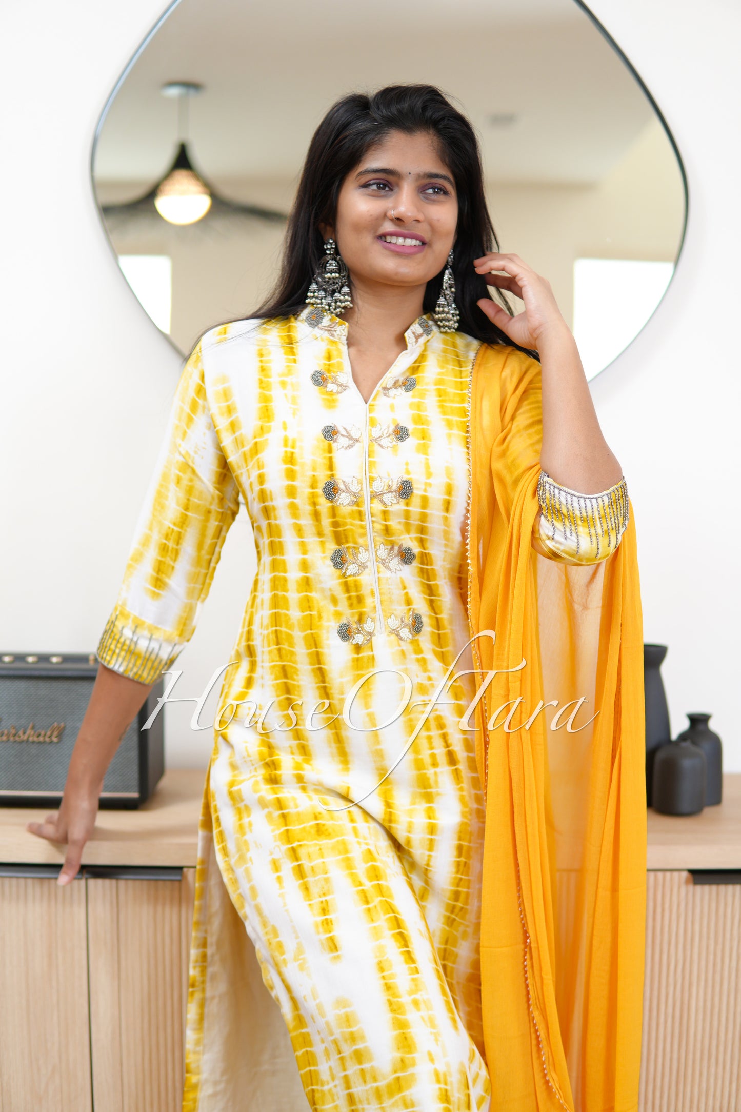 Sunny Radiance: Yellow Silk Kurti Set with Exquisite Hand-Embroidered Detailing