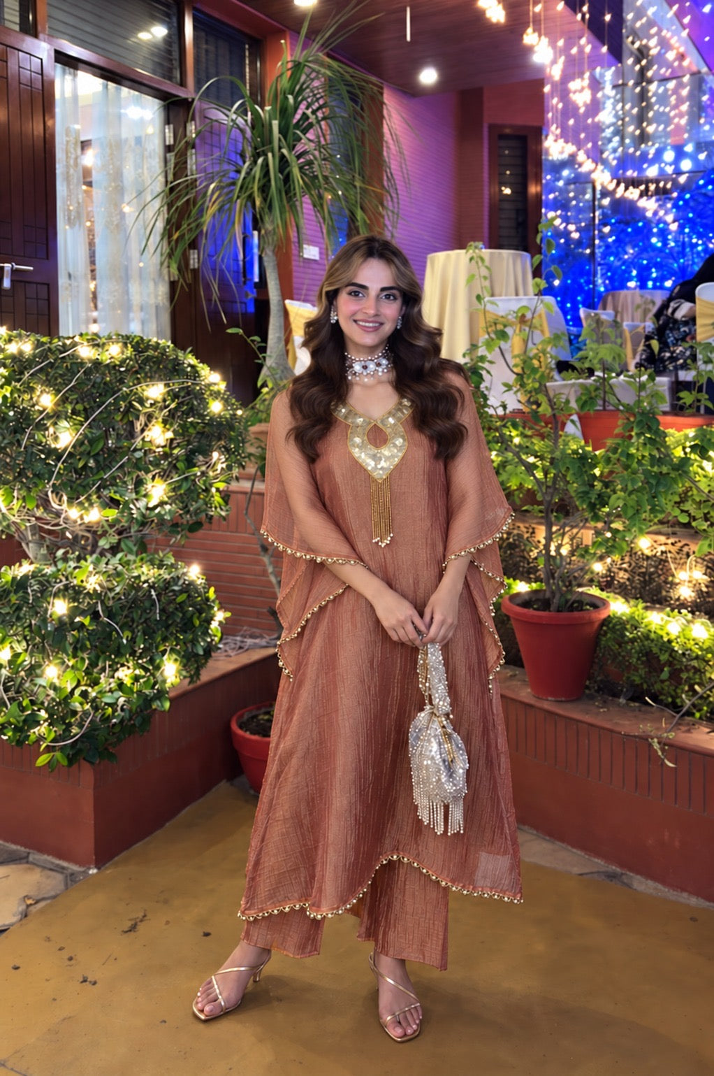 Rose Gold Tissue Kaftan Set