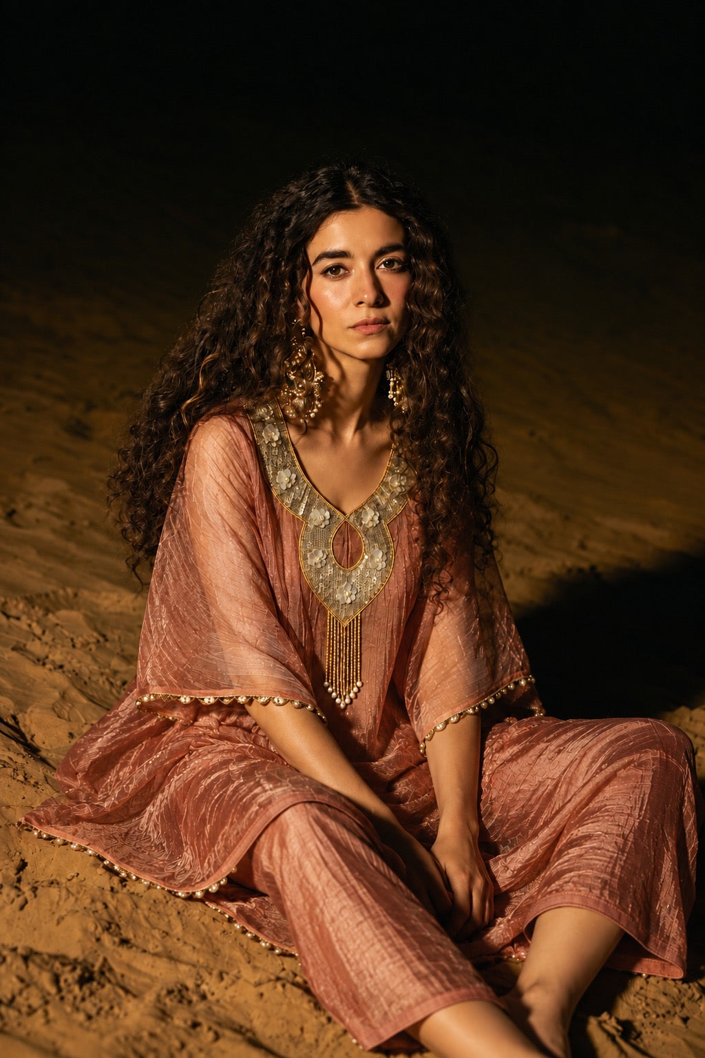 Rose Gold Tissue Kaftan Set