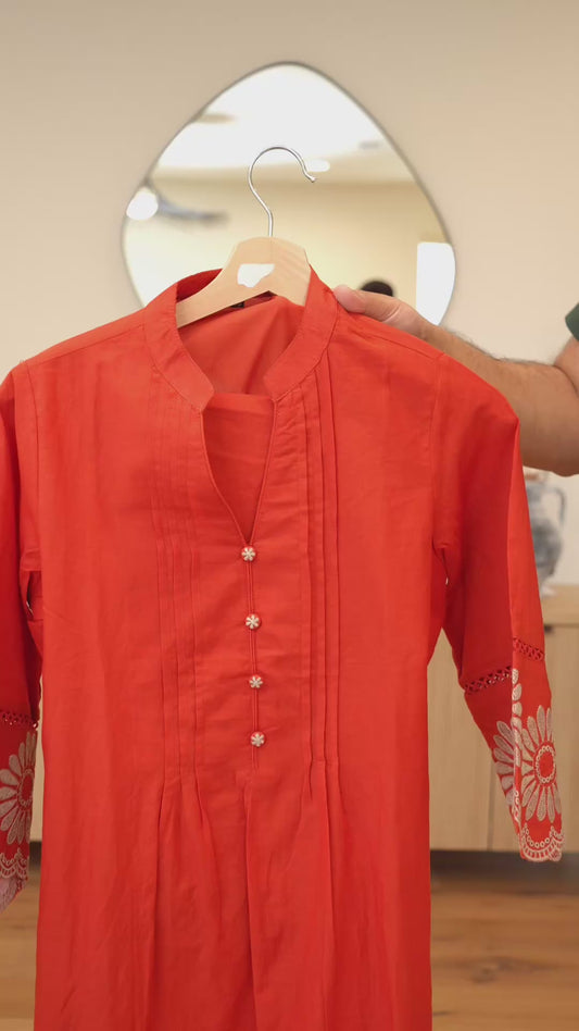 Preorder only - Orange cordset with machine embroidery