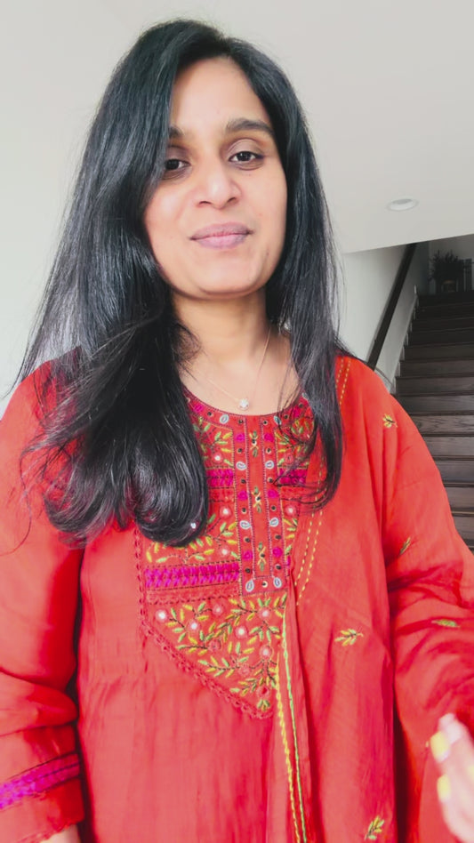 Rust Orange Mul Chanderi