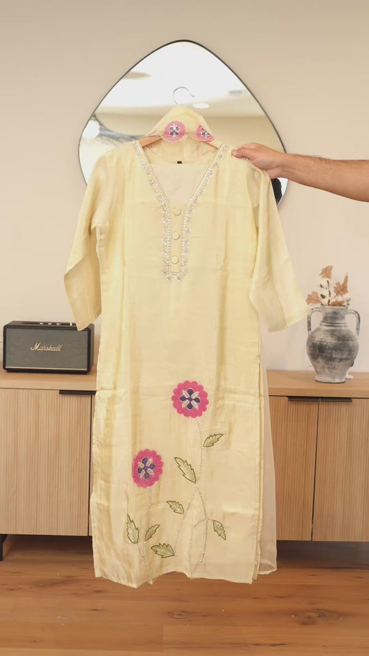 Ivory Glow Tissue Kurti Set