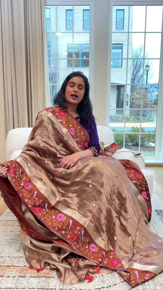 Preorder only Mocha Elegance Tissue Saree