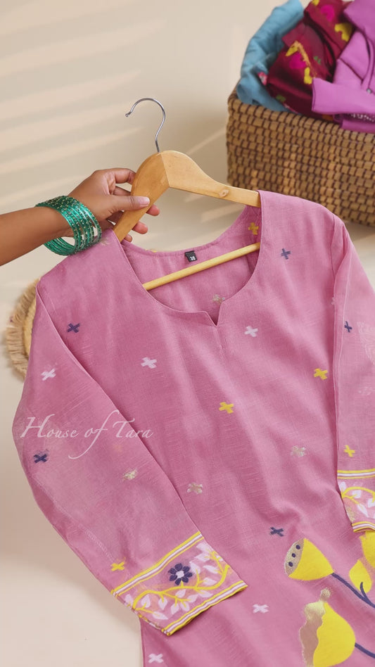 Dusty Rose Minimal Embroidered Kurta Set