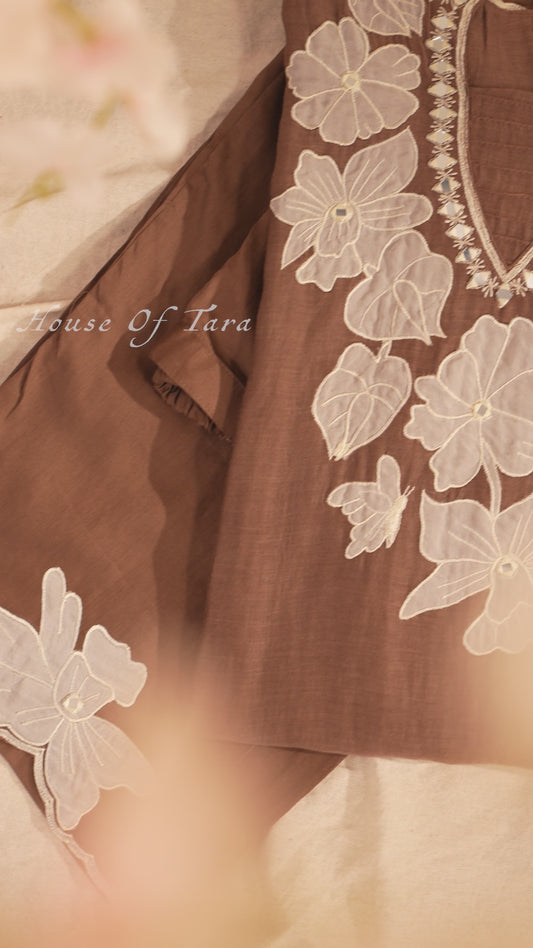 Mul Chanderi  V-Neck Cord Set