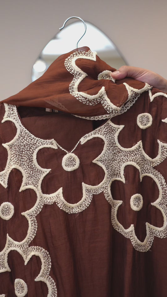 Preorder Only - Cocoa Charm Mulchanderi Kurti Set