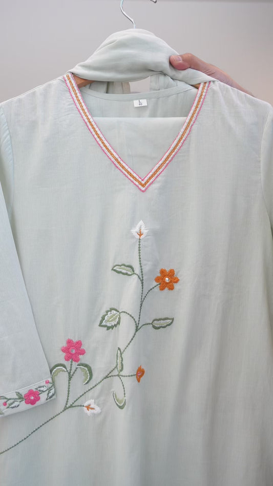 Soft Mint Meadow Kurti