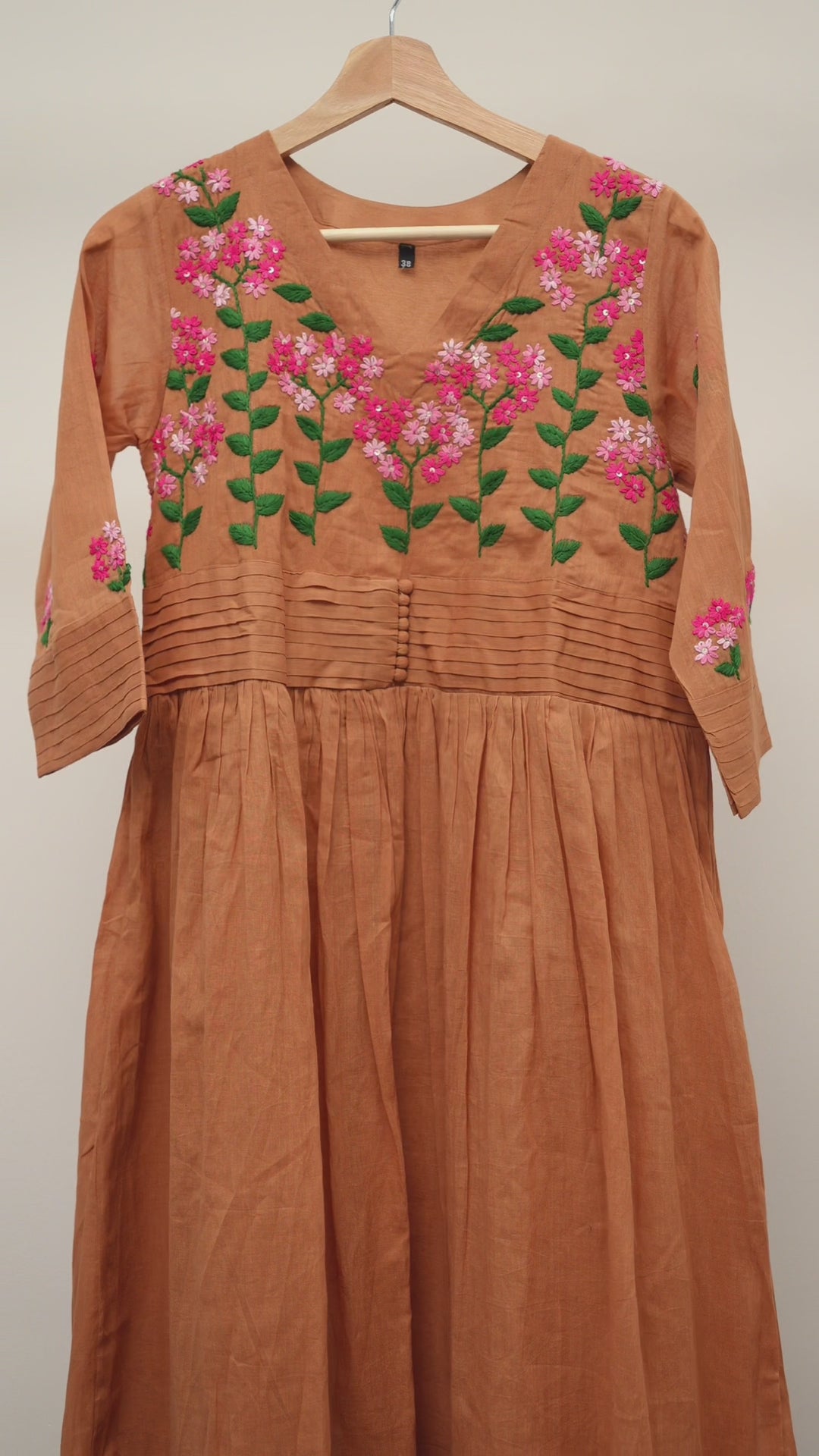 Mustard Floral Embroidered V-Neck Frock – houseoftara