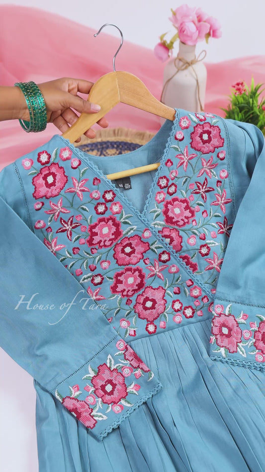 Blue Embroidered Kurta Set