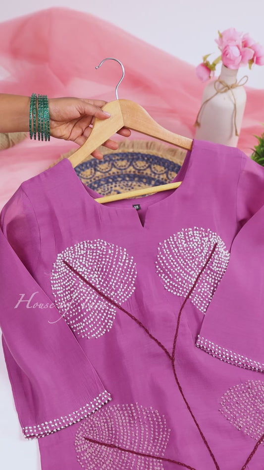 Plum Embroidered Kurta Set