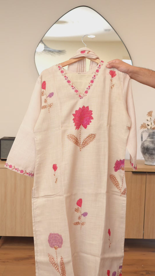 Blossom White Kurti Set