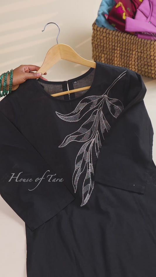 Black Abstract Embroidered Kurta Set